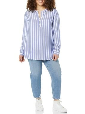 Amazon Essentials Blue & White Vertical Stripe Tunic Top - Size XXL